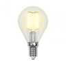 Филаментная лампа E14 5W 3000К (теплый) Multibright Uniel LED-G45-5W-WW-E14-CL-MB GLM10TR (UL-00002369) 