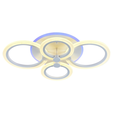 Светодиодная диммируемая люстра с ПДУ Profit Light 8076/4 WHT 72W+7W RGB 