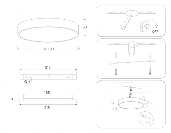 Потолочный светодиодный светильник Ambrella light ORBITAL Air AlumFV5519 