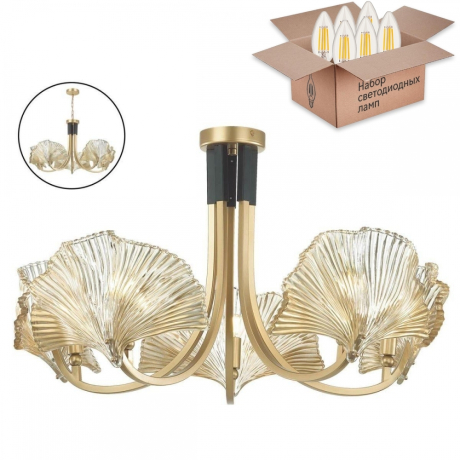 Подвесная люстра Odeon Light Ventaglio с лампочками 4870/5+Lamps E14 Свеча 