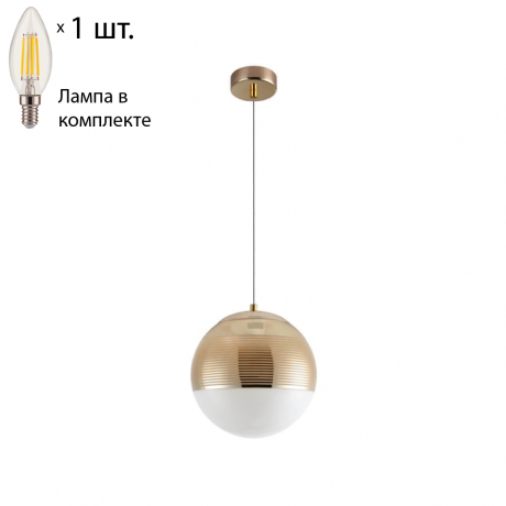 Подвесной светильник Crystal Lux с лампочкой Optima SP1 Gold D200+Lamps E14 Свеча 