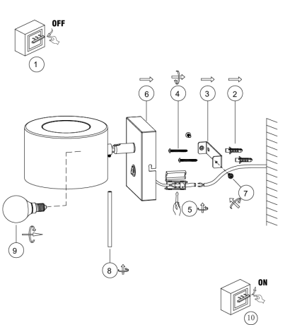 Бра Arte Lamp Sebastian A7051AP-1BK 
