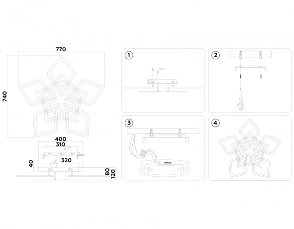 Потолочный светодиодный светильник с пультом Ambrella light ACRYLICA FA8915 