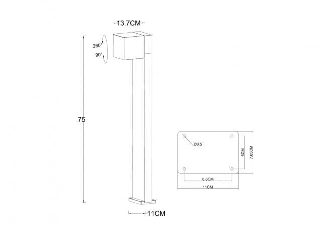 Нарушена упаковка!  <696023> Ландшафтный светильник Arte lamp Belgrade A5193PA-1BK 