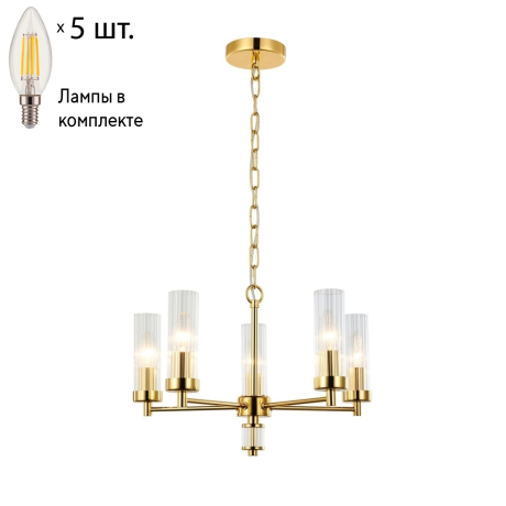 Подвесная люстра с лампочками Favourite Aesthetic 2673-5P+Lamps E14 Свеча 