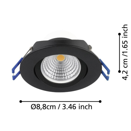 900747 Комплект встраиваемых светильников диммируемых SALICETO, 3X6W (LED), 2700K, ?88, алюминий, черный Eglo 