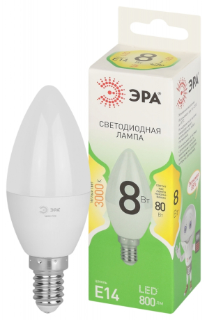 Лампочка светодиодная ЭРА GREEN LINE LED B35-8W-830-E14 GL E14 8 Вт свеча теплый свет Б0067133 