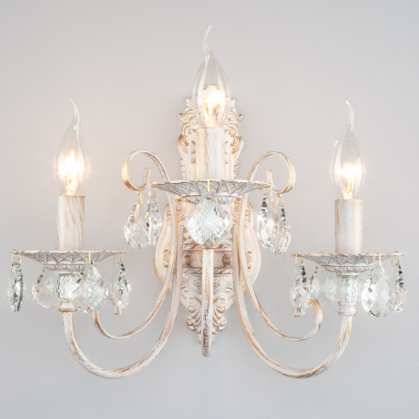 3305/3 Настенное бра Eurosvet белый с золотом/прозрачный хрусталь Strotskis 