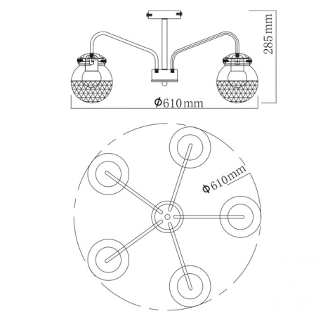 Люстра на штанге со светодиодными лампочками E27, комплект от Lustrof. №367724-674044 