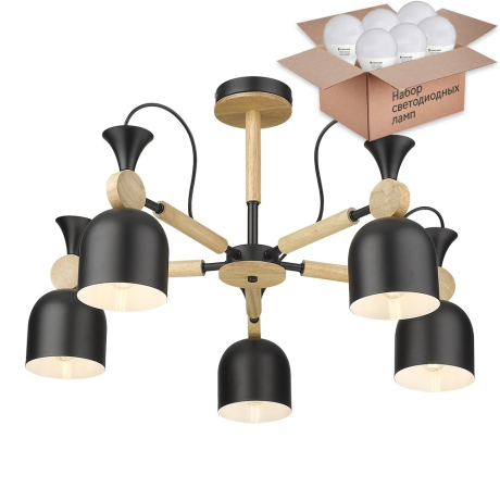 Люстра на штанге с лампочками Velante 225-023-05+Lamps E27 P45 