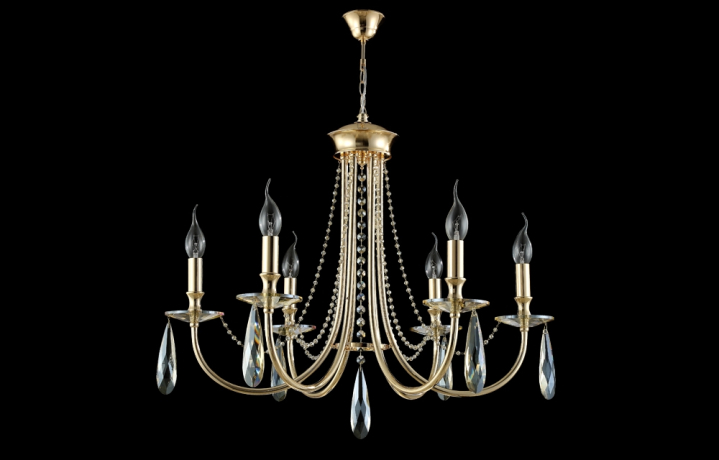 Подвесная люстра Crystal Lux Victoria SP6 GOLD/AMBER (3340/306) 