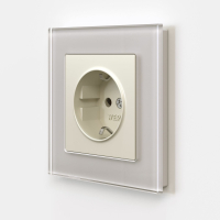 Розетка с заземлением и шторками (айвори матовый) Werkel W1171162