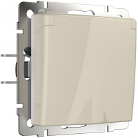 Розетка влагозащищенная с заземлением с защитной крышкой и шторками (слоновая кость) Werkel W1171203