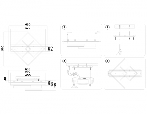 Потолочный светодиодный светильник с пультом Ambrella light ACRYLICA FA8533 