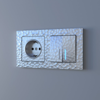 Выключатель двухклавишный с подсветкой без рамки Werkel Hammer серебряный W1220106