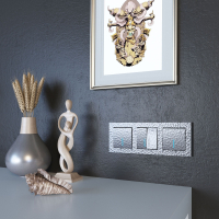 Выключатель двухклавишный с подсветкой без рамки Werkel Hammer серебряный W1220106