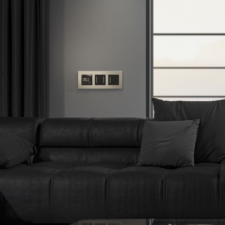 Сенсорный выключатель двухклавишный с подсветкой (черный) W4522008 Werkel 