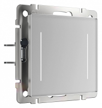 Выключатель сенсорый двухклавишный с подсветкой, без рамки Werkel серебряный W4522006