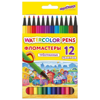 Нарушена упаковка!  <386185> Фломастеры ЮНЛАНДИЯ "ДОМИКИ", 12 цветов, трехгранные, вентилируемый колпачок, картон, 152182 (152182)