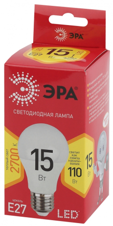 Лампа светодиодная ЭРА E27 15W 2700K матовая A60-15W-827-E27 R Б0046355 