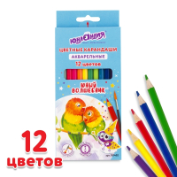 Нарушена упаковка!  <204478> Карандаши цветные акварельные ЮНЛАНДИЯ "ЮНЫЙ ВОЛШЕБНИК", 12 цветов, шестигранные, заточенные, 181402 (181402)