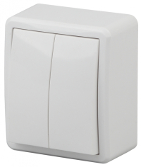 Переключатель двухклавишный ЭРА Эксперт 10AX 250V 11-1204-01 Б0020663