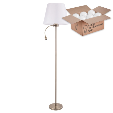 Торшер с лампочкой Arte Lamp Elba A2581PN-2AB+Lamps 