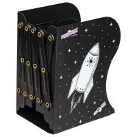 Нарушена упаковка!  <301895> Подставка-держатель для книг и учебников ЮНЛАНДИЯ "Space", раздвижная, металлическая, 237901 (237901)