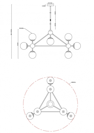 Люстра на штанге с лампочками Arte lamp A1664SP-10BK+Lamps 