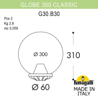 G30.B30.000.WZE27 Консольный уличный светильник Fumagalli Globe 300 Classic