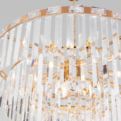 Подвесная люстра Eurosvet Elegante 10130/10 золото/прозрачный хрусталь Strotskis 