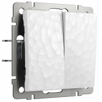 Выключатель проходной двухклавишный без рамки Werkel Hammer белый W1222001