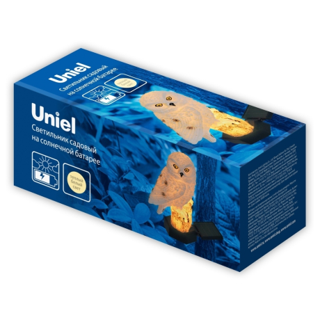 USL-S-823/PM290 POLAR OWL Садовый светильник на солнечной батарее "Полярная сова". 1 светодиод. Теплый белый свет. 1*АA Ni-Mh аккумулятор в/к. IP44. TM Uniel 