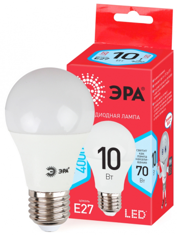 Светодиодная лампа E27 10W 4000К (белый) Эра ECO LED A60-10W-840-E27 (Б0028005) 