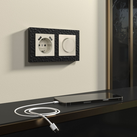 Розетка с заземлением, шторками и USBх2 (айвори матовый) W1171562 Werkel 