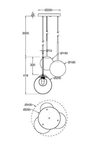 Подвесной светильник Maytoni MOD521PL-03G Basic form 