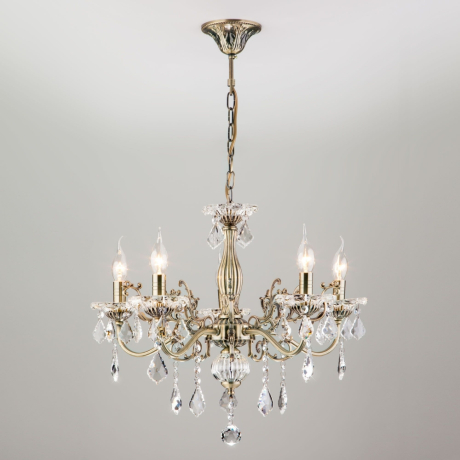 Подвесная люстра Eurosvet 3281/5 античная бронза/прозрачный хрусталь Strotskis 
