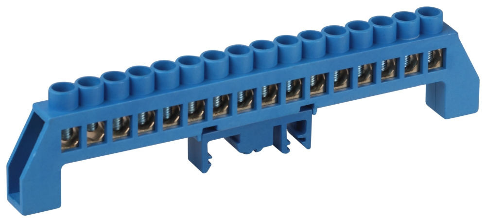 Шина ЭРА NO-224-114 N ноль в комбинированном изоляторе на DIN-рейку ШНИ-8х12-16-Д-синий (Б0062973) 