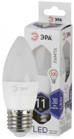 Лампа светодиодная ЭРА E27 11W 6000K матовая LED B35-11W-860-E27 Б0032985 