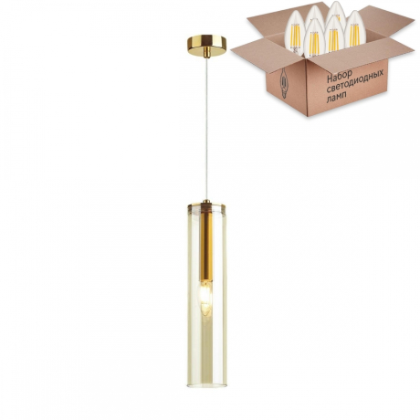 Подвесной светильник с лампочкой Odeon Light Klum 4693/1+Lamps E14 Свеча 