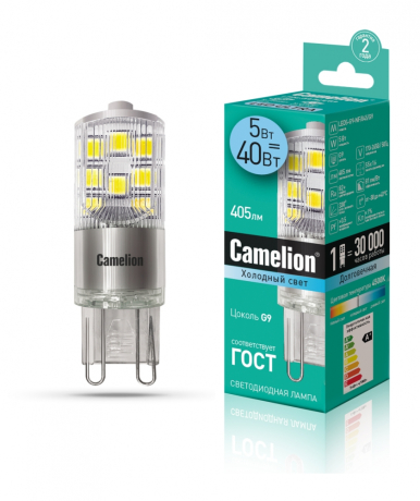 Светодиодная лампа G9 5W 4500K (белый) G9 Camelion LED5-G9-NF/845/G9 (13705) 