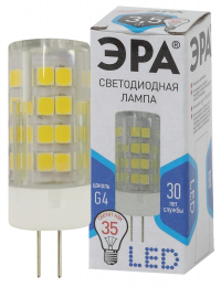 Нарушена упаковка!  <162839> Лампа светодиодная ЭРА G4 3,5W 4000K прозрачная LED JC-3,5W-220V-CER-840-G4 Б0027856