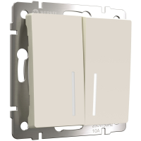 Выключатель двухклавишный проходной с подсветкой (айвори матовый) W1122162 Werkel