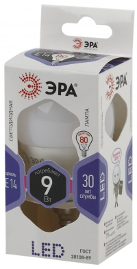 Лампа светодиодная ЭРА E14 9W 6000K матовая LED P45-9W-860-E14 Б0031411