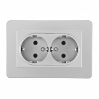 Розетка двойная с заземлением и со шторкой Arte Milano SET16-2 SET16-double-40-2 silver