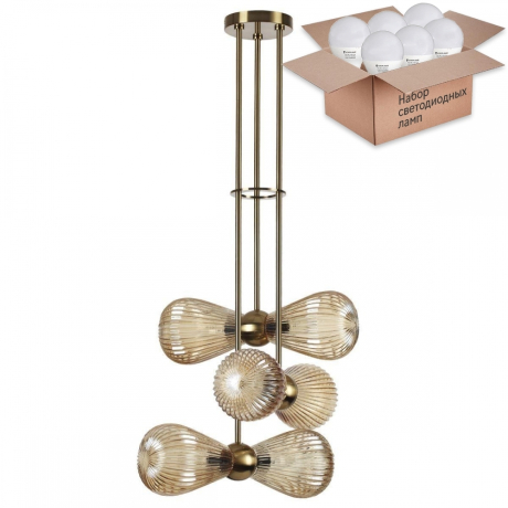 Подвесной светильник Odeon Elica с лампочками 5402/6+Lamps E14 P45 