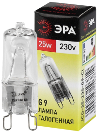 Лампа галогенная ЭРА G9 25W 3000K прозрачная G9-JCD-25-230V-CL C0027376