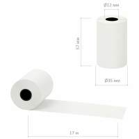 Нарушена упаковка!  <603394> Чековая лента ТЕРМОБУМАГА 57 мм (диаметр 35 мм, длина 17 м, втулка 12 мм) КОМПЛЕКТ 12 шт., BRAUBERG, 115232 (115232)