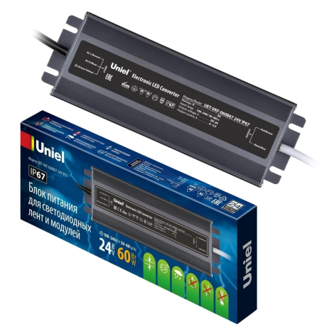 Блоки питания для светодиодных ламп и модулей Uniel UET-VAF-060B67 24V IP67 (UL-00009366) 