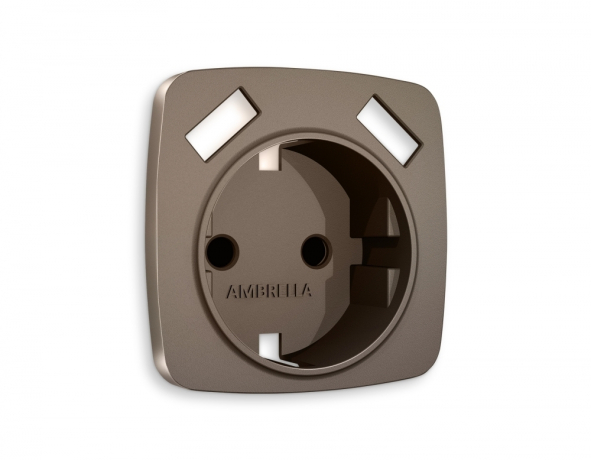 Лицевая панель OMEGA (Темная бронза матовый) для электрической розетки с заземлением со шторками 2USB A+A QUANT OP6390 